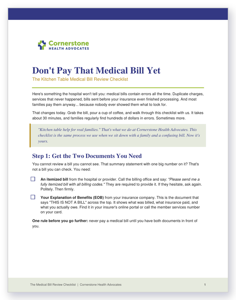 Preview of the Medical Bill Review Checklist